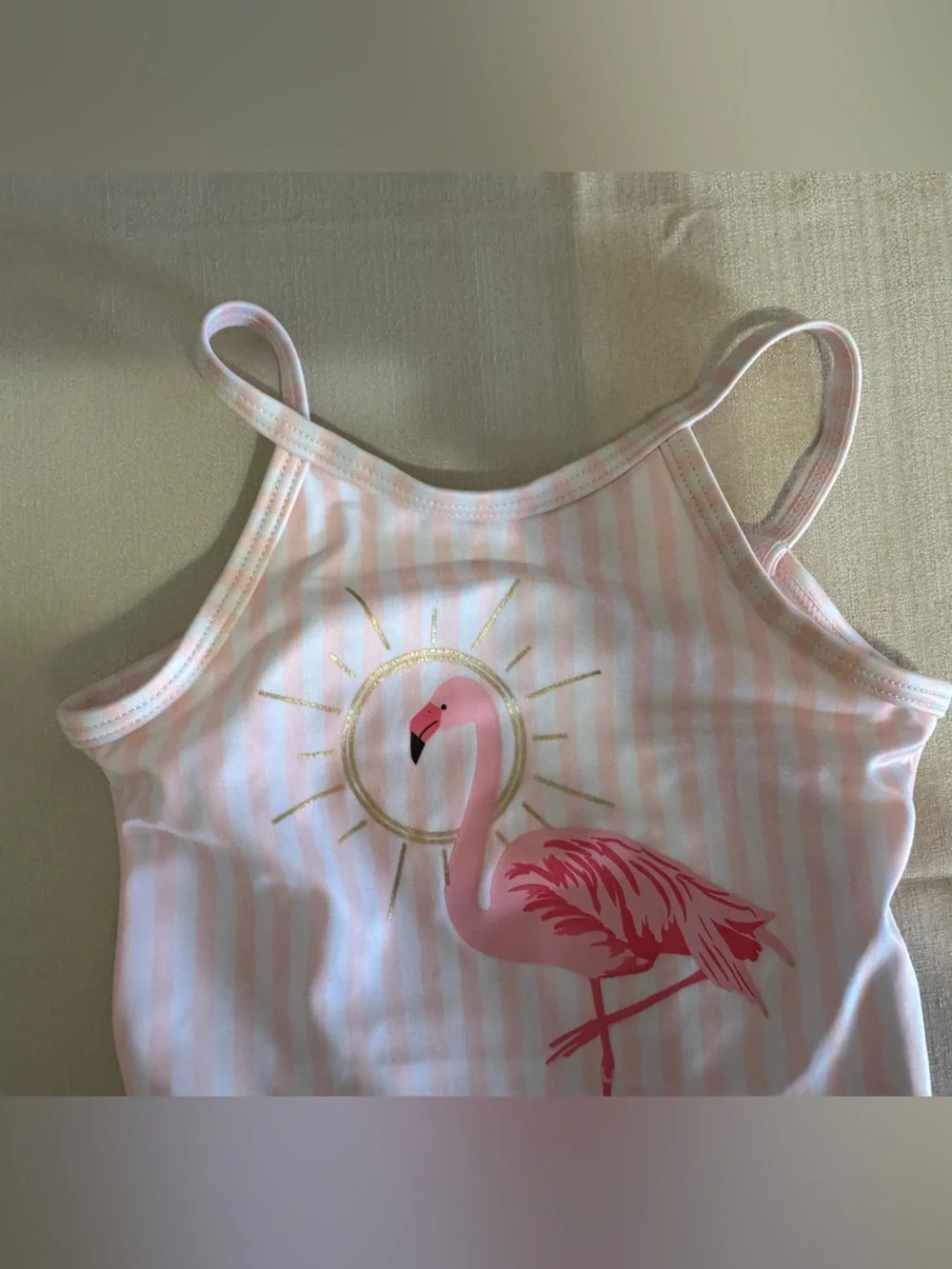 Crazy 8 Pink Vertical Stripe Flamingo Swimsuit